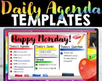 Zurück in die Schule Tägliche Agenda Google Slides Vorlage Bulletin Board Zeitplan