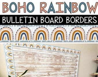 Boho Rainbow Bulletin Board Borders Printable | Boho Rainbow Classroom Decor