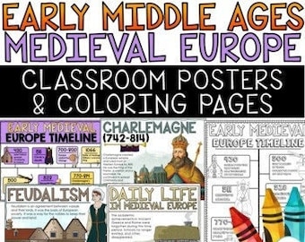 Early Middle Ages Medieval Europe Posters Timelines Maps Coloring Pages