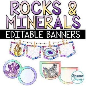 Banners de Rocas y Minerales Imprimibles / Decoración de Aula Primaria Escuela Secundaria