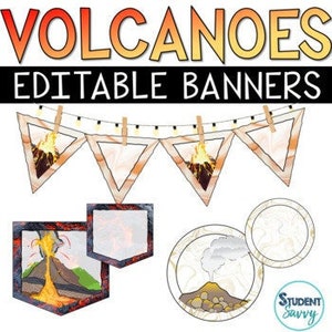 Volcanoes Banners Printable | Volcanic Landforms | Science Classroom Decor