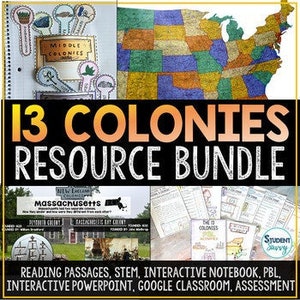 13 Colonies Activities Bundle | Thirteen Colonies Projects Worksheets