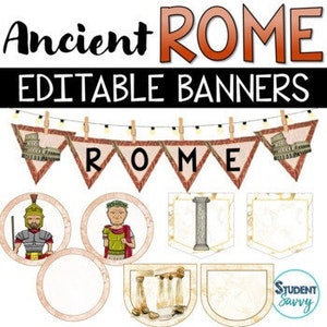 Ancient Rome Banners Printable Rome History Classroom Decor Editable