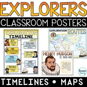 Frühe Entdecker Poster Zeitalter der Erforschung Poster Timeline und Entdecker Karte