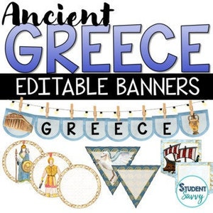 Bannières de la Grèce antique décor imprimable de salle de classe d'histoire de la Grèce modifiable