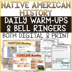 Historia de los nativos americanos Campaneros Calentamiento Mapas de trabajo matutinos Línea de tiempo