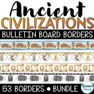 Ancient Civilizations Bulletin Board Borders Bundle - 53 Ancient History Borders