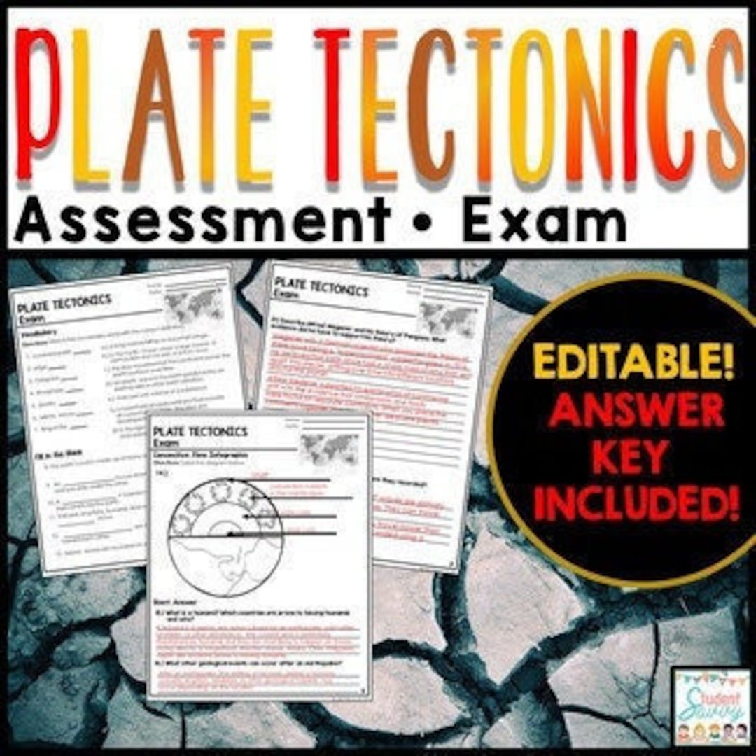 Plate Tectonics Unit Exam Assessment Test Quiz Review Tectonic Plates