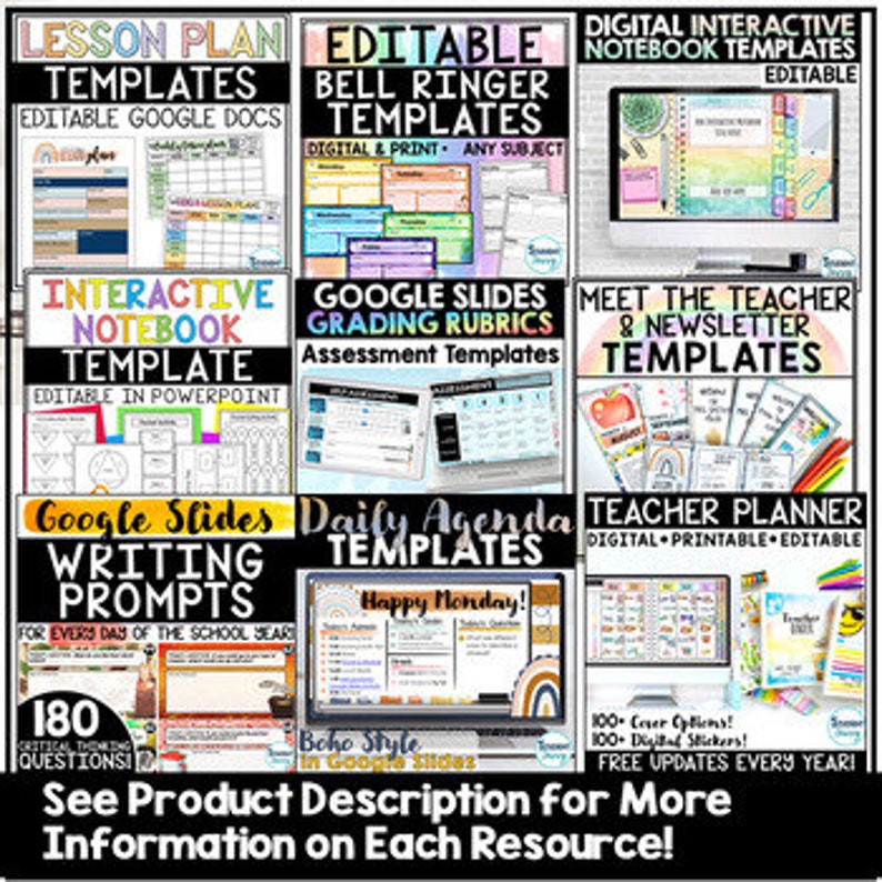 Lesson Plan Template Digital Google Slides Bell Ringers Etsy