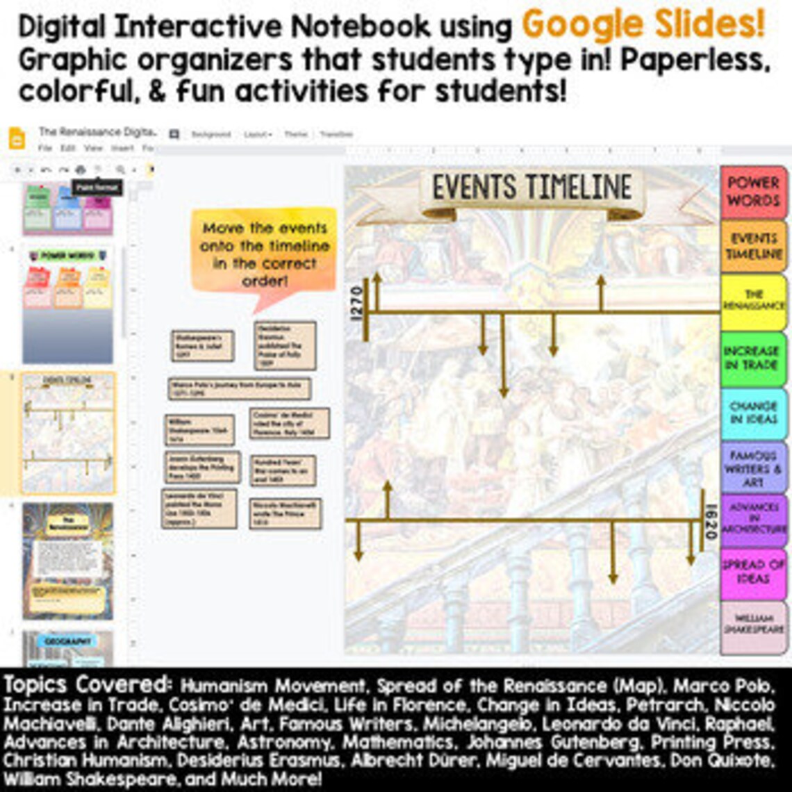 The Renaissance Interactive Notebook Digital Notebook History Social ...