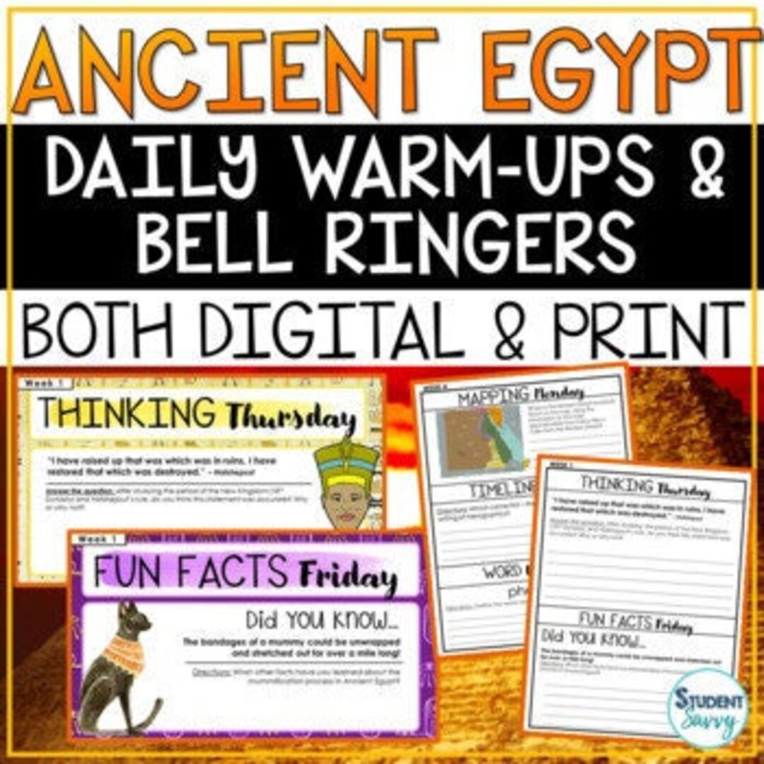 Ancient Egypt Bell Ringers - Warm Ups - Morning Work - Map Timeline ...