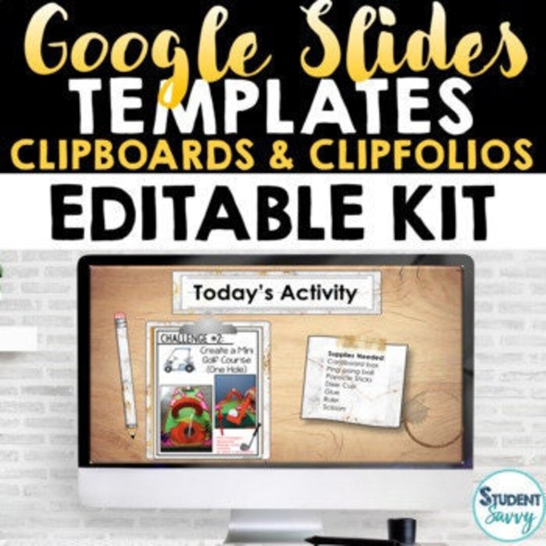 Editable Google Slides Templates Kit Student Desks With Clipboards