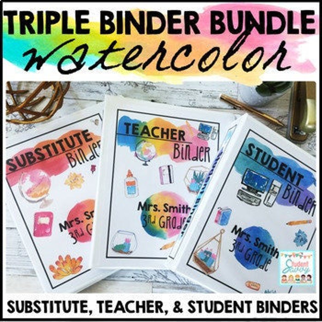 Teacher Binders Editable Watercolor Etsy