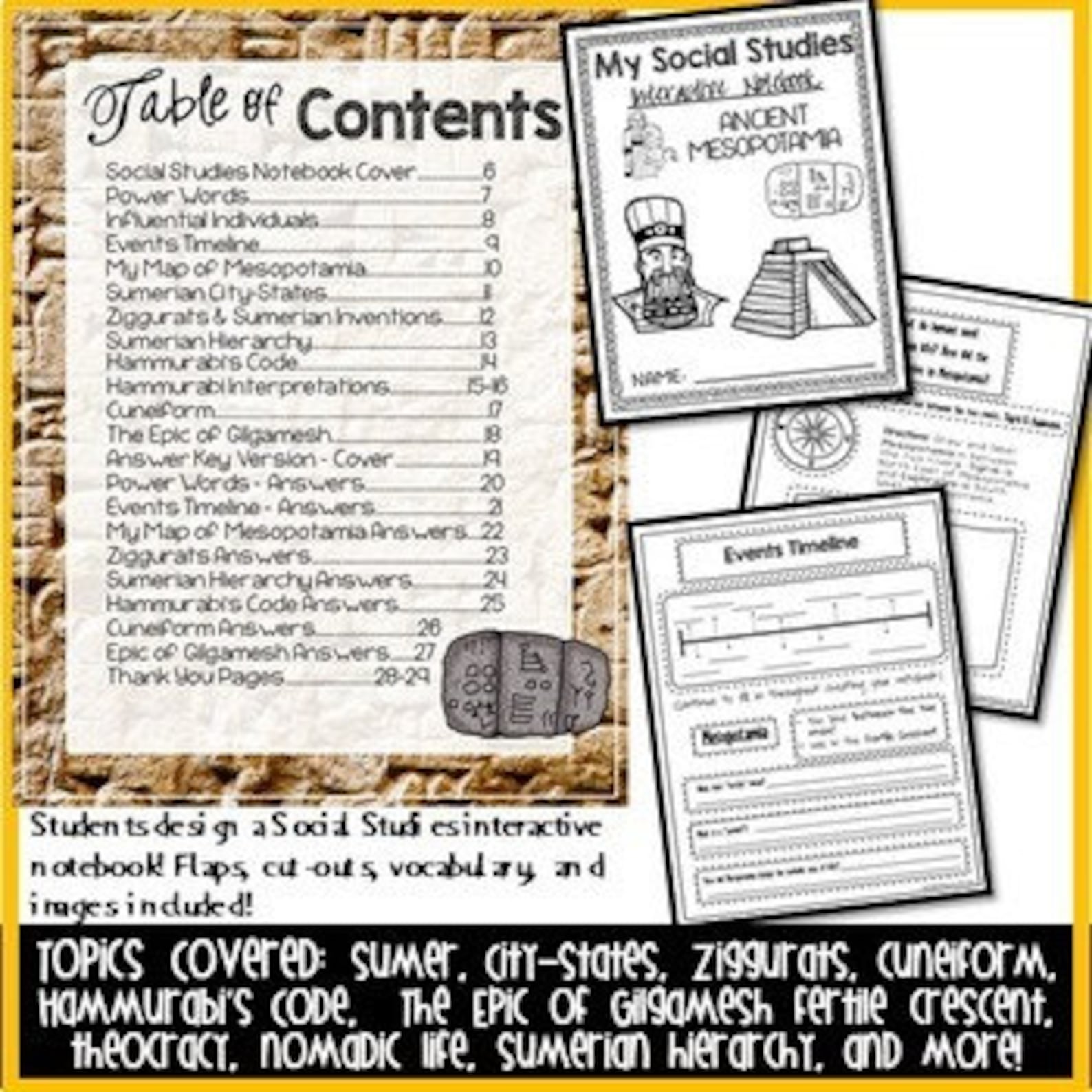 Ancient Mesopotamia Interactive Notebook - 6th Grade Ancient History ...