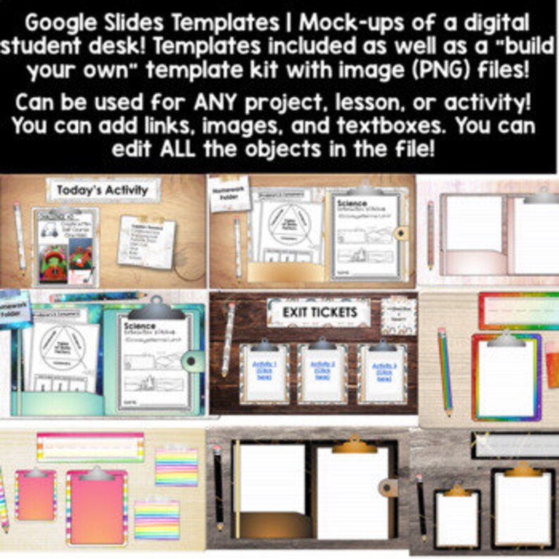 Editable Google Slides Templates Kit Student Desks With Clipboards
