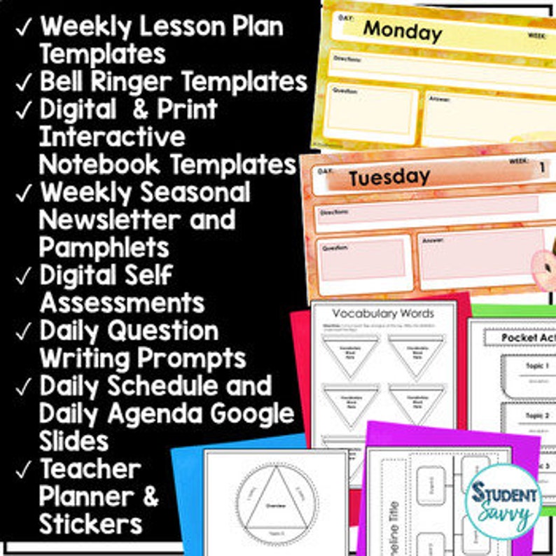 Lesson Plan Template Digital Google Slides Bell Ringers Editable Slides