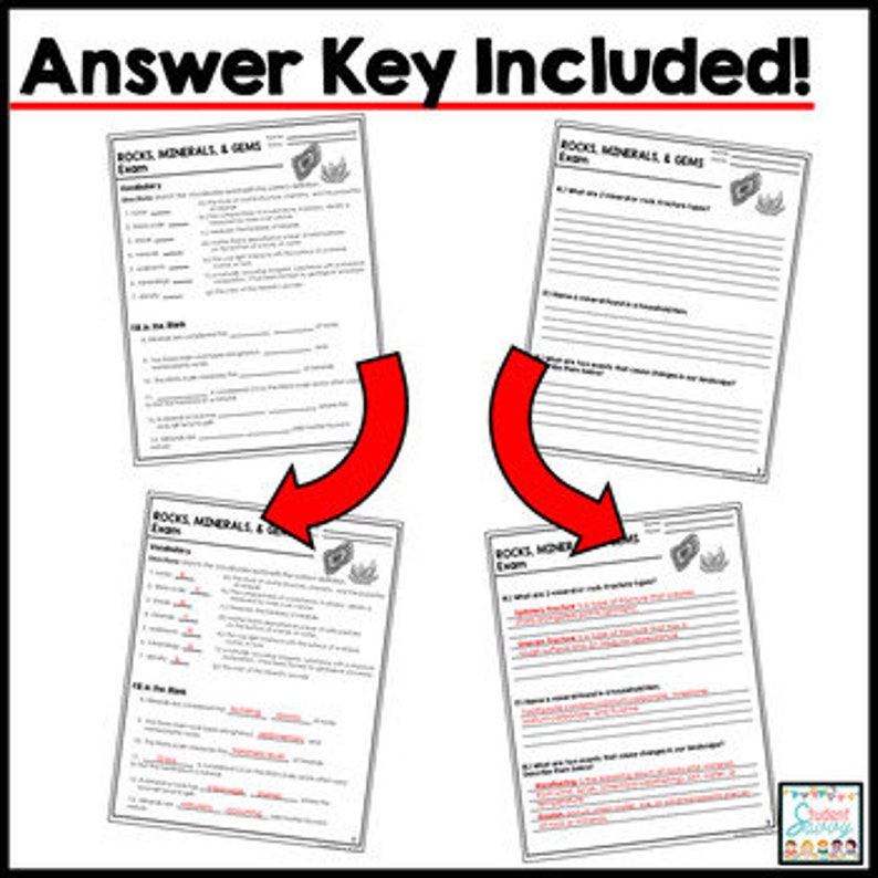 Can Rocks Float Answer Key Rocks and Minerals Exam - Assessment - Etsy