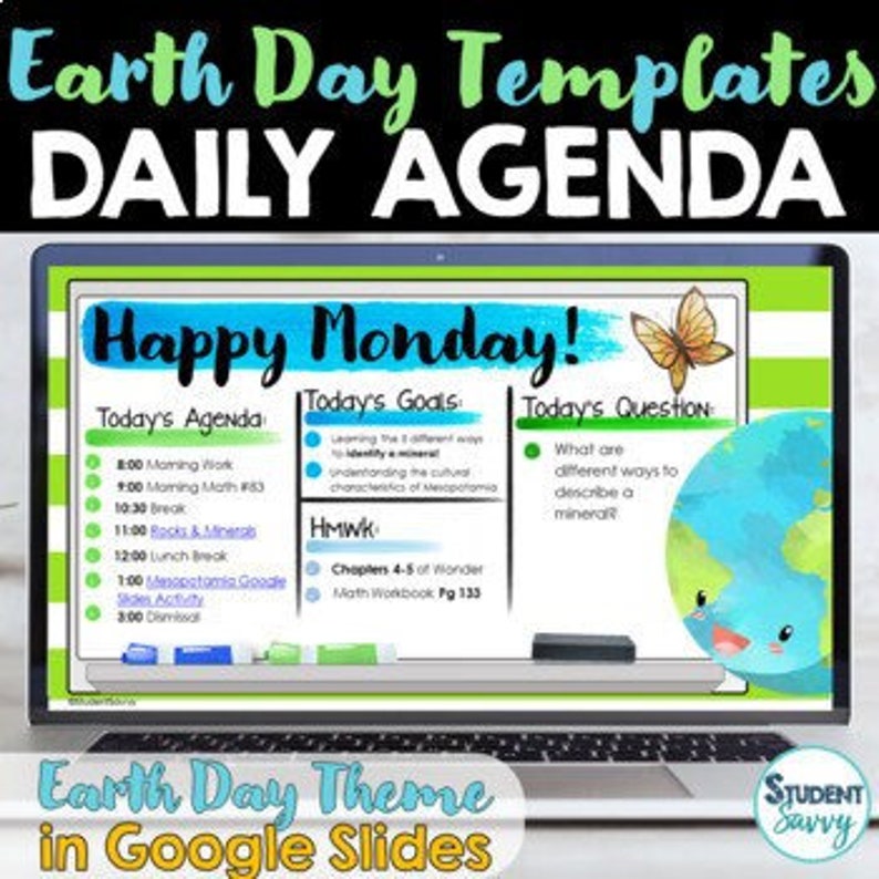 Earth Day Daily Schedule Template | Daily Agenda Google Slides - Etsy ...