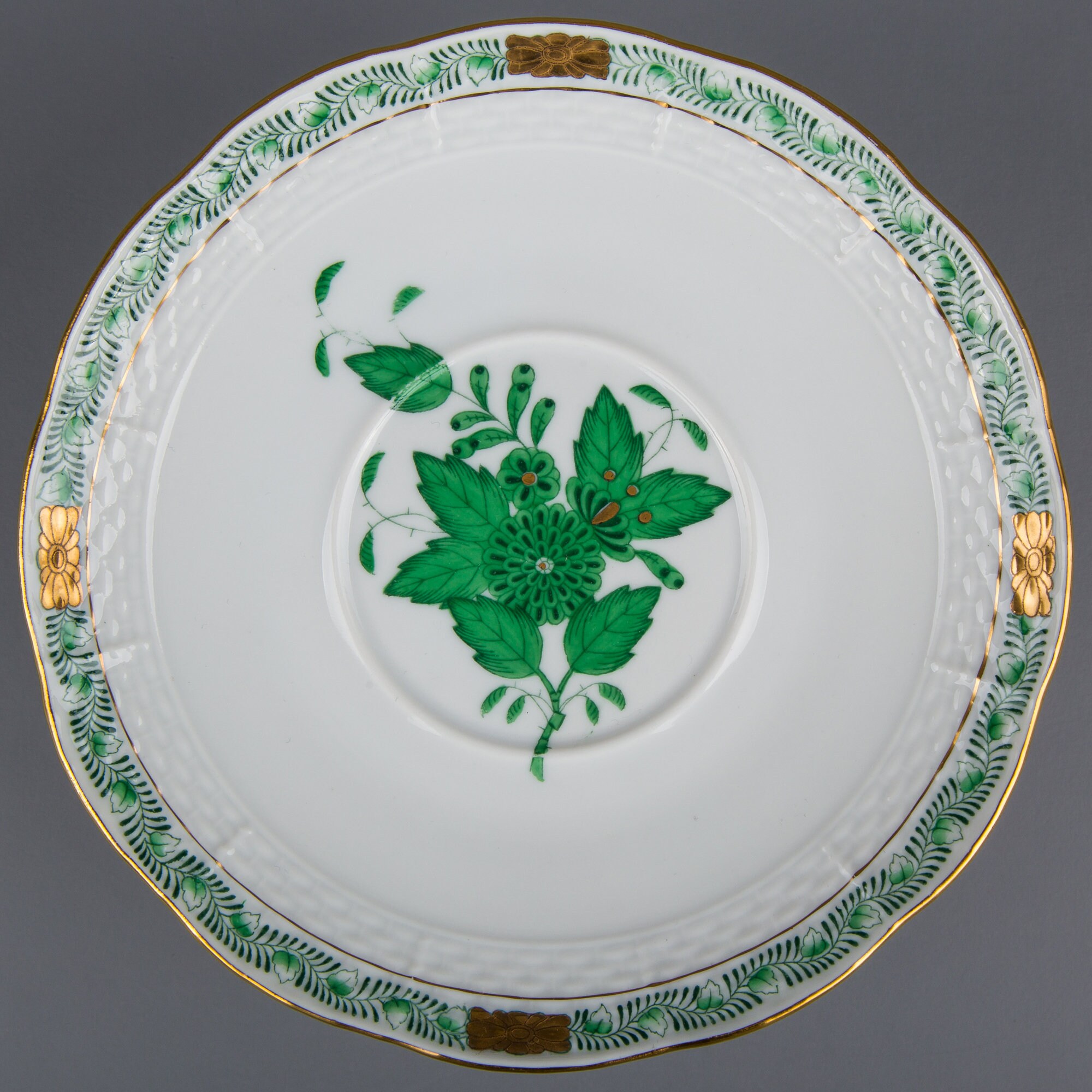 Herend Chinese Bouquet Green Saucer 744/AV Etsy