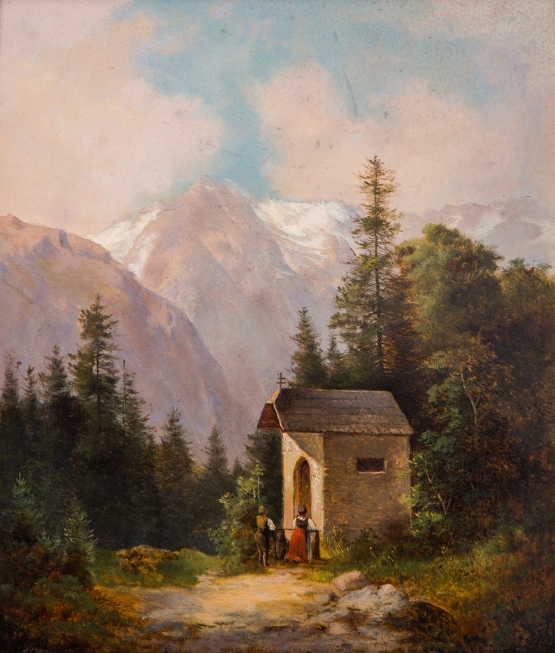 AUSTRIAN PAINTER 19TH CENTURY Chapel in the Hills - Etsy