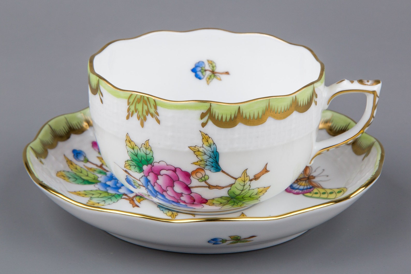 NEW Set of Six Herend Queen Victoria Tea Cups with Saucers 6 Etsy