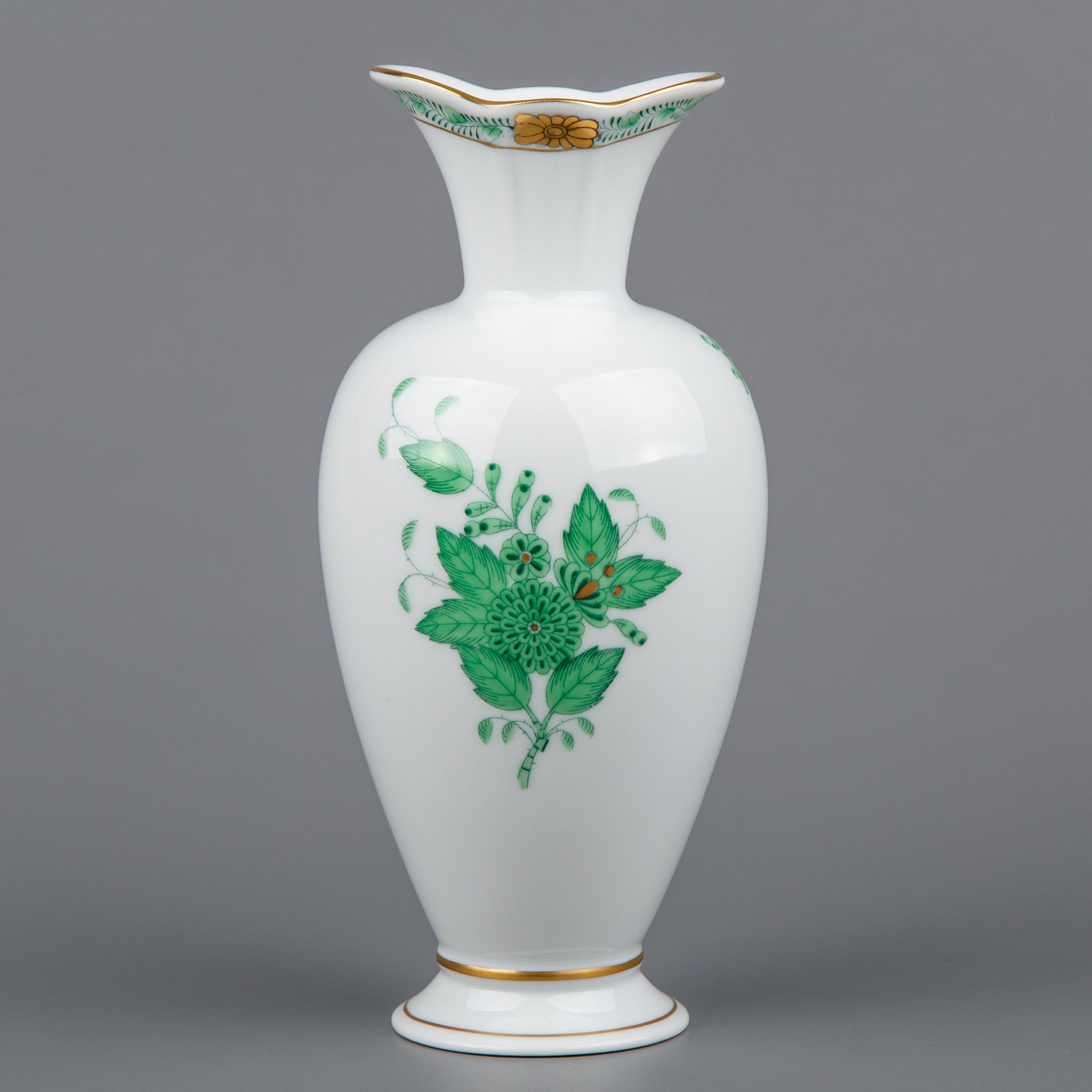 Herend Chinese Bouquet Green Vase 7053/AV Etsy