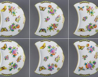 NEW Set of Six Herend Queen Victoria Crescent Plates, 6 Pieces, #530-0-00/VBO