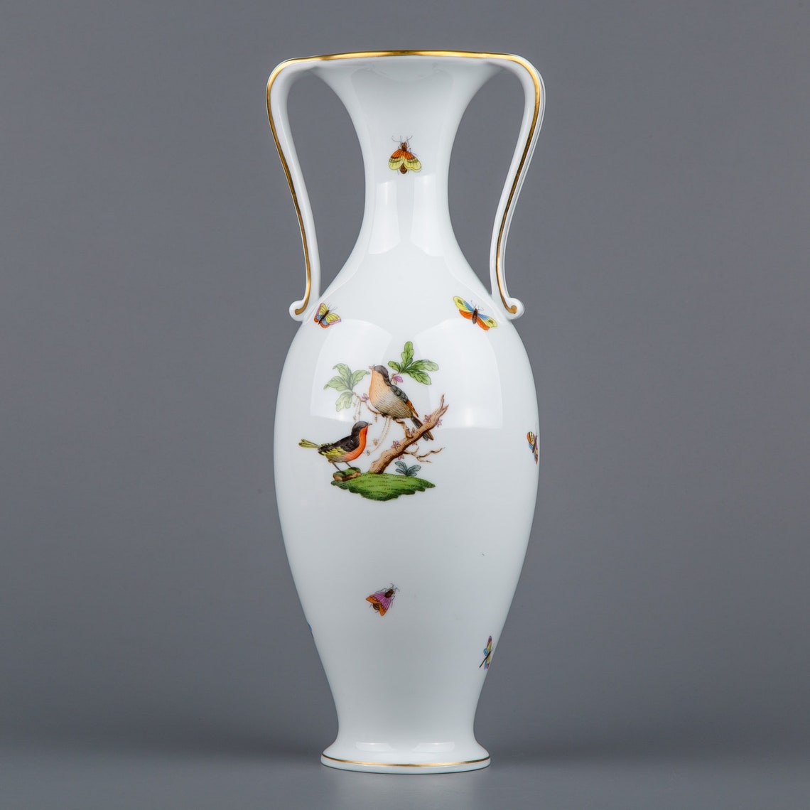 Herend Rothschild Vogel große Vase mit Griffen 7176/RO Etsy