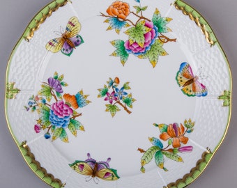 Brand New Herend Queen Victoria 10&quot; Osier Dinner Plate