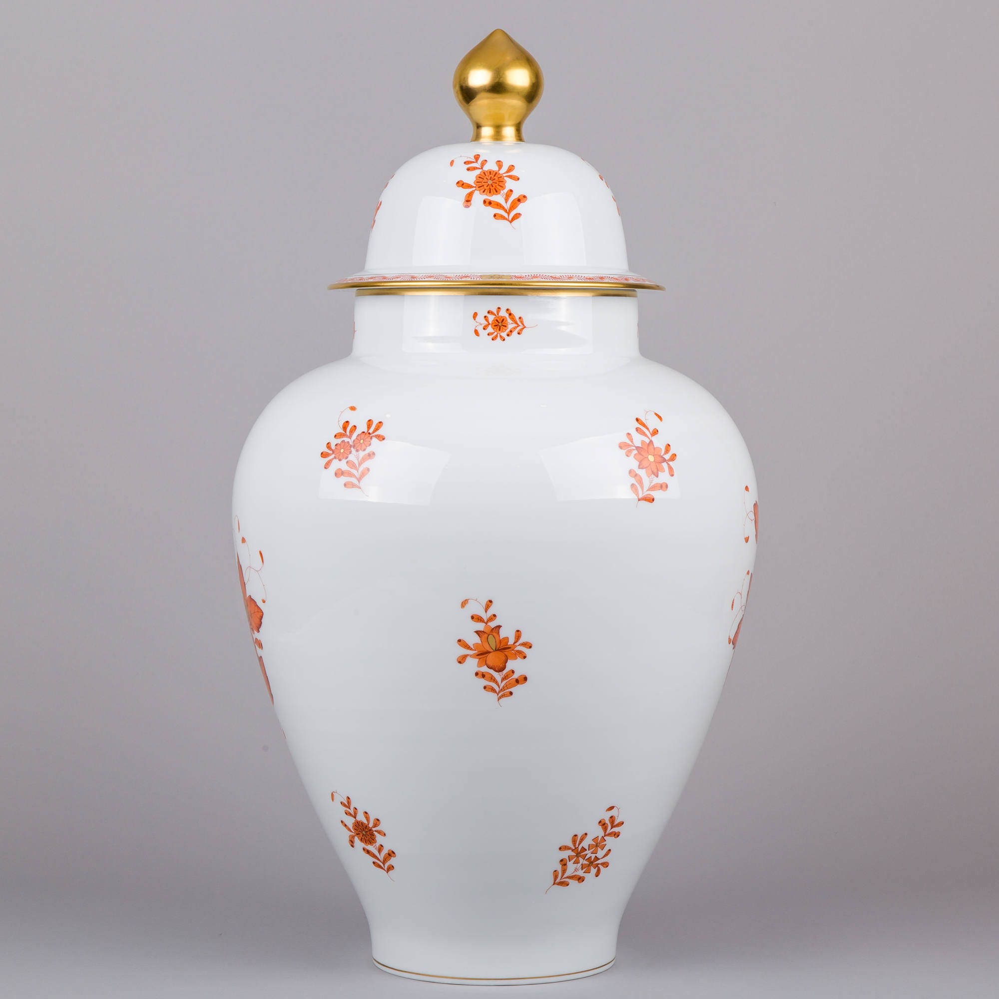 Herend Chinese Bouquet Rust Orange 23 Very Large Vase Etsy