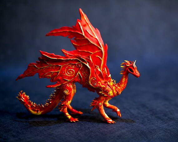 Drago Rosso Flammarion Il Drago Fiamma Ooak Drago Di Fuoco Etsy