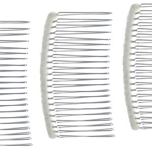 Enchanted Bride 22 Teeth Fancy DIY Tulle-Wrapped Metal Wire Hair Combs (#C266CM22x3) -- 3 pieces of hair combs sold as set