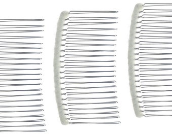 Enchanted Bride 22 Teeth Fancy DIY Tulle-Wrapped Metal Wire Hair Combs (#C266CM22x3) -- 3 pieces of hair combs sold as set
