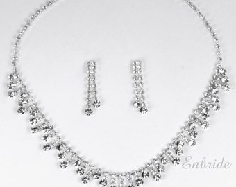 ENBRIDE Cristal Strass Collier et Boucles d'Oreilles Style # D015sv