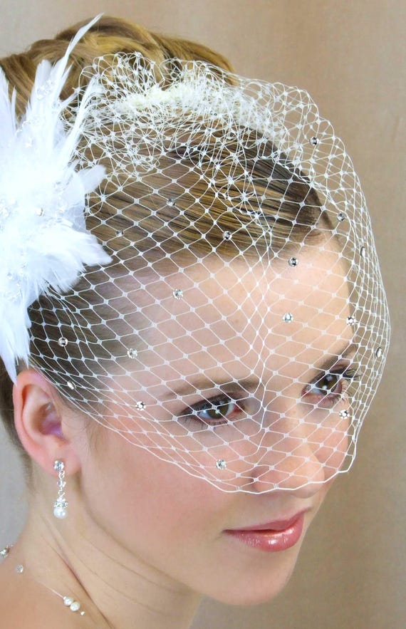 ENBRIDE 9 Inch French Netting Wedding Birdcage Veil With  display picture 3