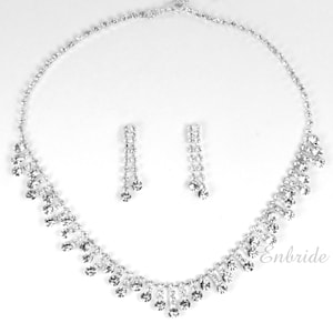 ENBRIDE Crystal Rhinestone Necklace and Earrings Set Style# D015sv