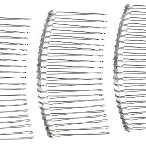 Enchanted Brides 22 Teeth Fancy DIY Metal Wire Hair Combs (#C265CM22sv); 3-piece set of the 22 teeth metal-wire hair combs -- sold as set