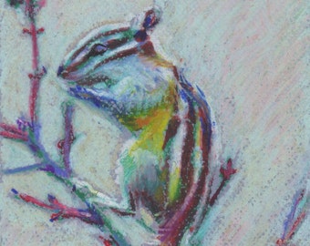 Original Pastel drawing "Chipmunk"