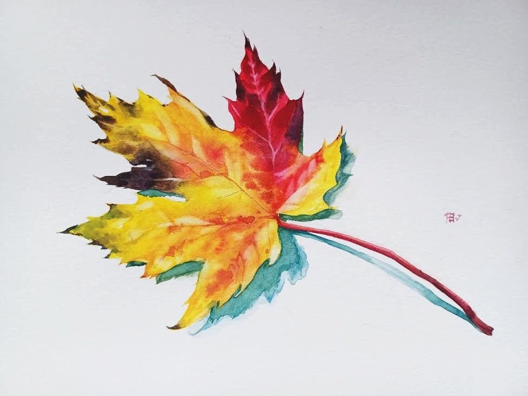 Original Watercolor Painting of a Maple Leaf, "canadian Fall" Series - Etsy