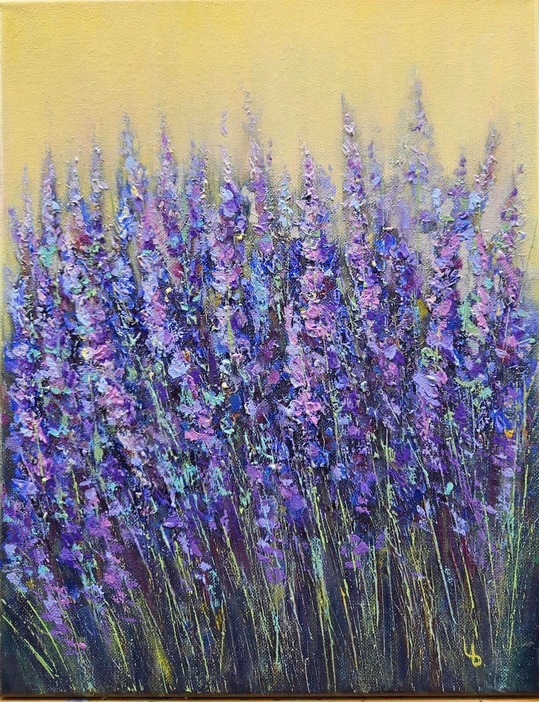 Blooming Lavender Original Impasto Oil Painting Lavender Art Impasto ...