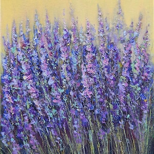 Blooming Lavender Original Impasto Oil Painting Lavender Art Impasto Floral Art Lavender Field Wall Art  Impasto Flowers Gift