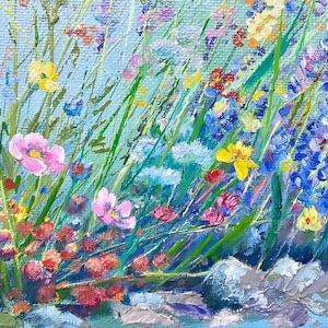 Wild Flowers Small Original Oil Painting on Canvas Floral Original Art Mini Impasto Oil Painting Floral Wall Art Canvas Housewarming Gift