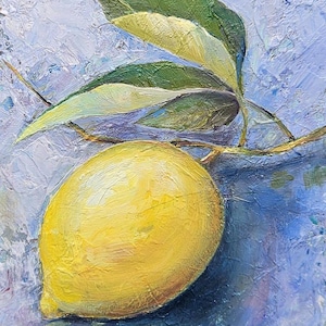 Lemon Small Original Oil Painting Framed Lemon Art Tiny Fruit Painting Citrus Oil Painting Still Life Lemon Wall Decor  New House Gift