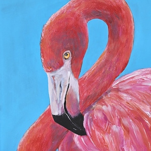 Flamingo Art Original Acrylic Painting MADE TO ORDER Tropical Bird Art, Housewarming Gift, Exotic Flamingo Painting Home Decor