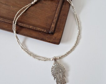 Ethiopian Cross Pendant Necklace - Silver Plated Brass Chain, Cultural Jewelry Gift - View #5