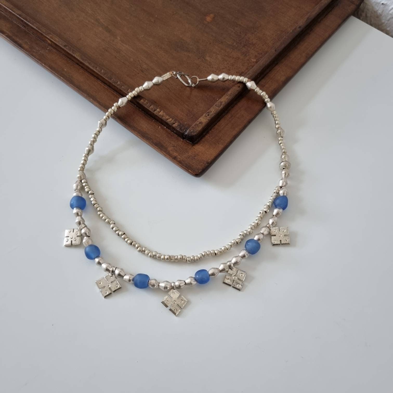 Selam Ethiopian Cross Necklace Ethiopian cross  Ethiopian Coptic Cross  Orthodox cross Coptic cross  Ethiopian Cross pendant Ghana Beads Nec