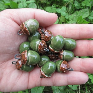 Stoneware acorn, Handmade acorn, Component for jewelry and craft