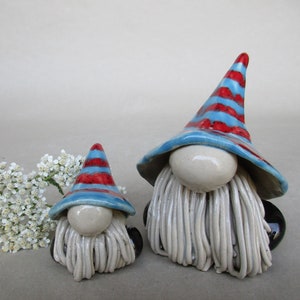 2 stoneware gnomes, One-of-a-kind gnomes, Gift