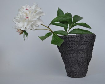 Black stoneware vase, Organic vase, Contemporary vase, Gift