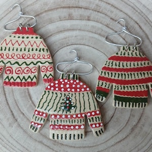 3er Set Weihnachtspullover, Weihnachtsschmuck, Christbaumschmuck, Geschenk